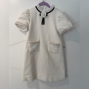 Elegant White Kids Dress with Pearl Accents